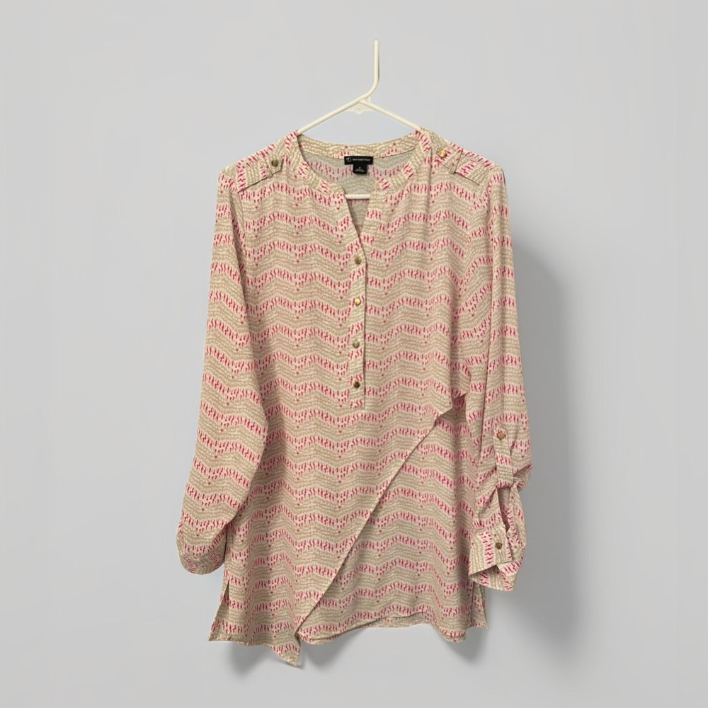 New Directions Chevron Pattern Pink and Cream Shift Dress Feminine Girly